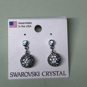 SWAROVSKI CRYSTAL Silver & Blue Earrings NWT